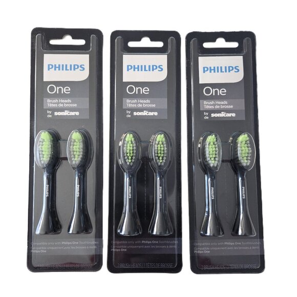 PHILIPS One Sonicare Replacement Brush Heads Navy Blue Pack of 3 (6 Total) NEW - Picture 1 of 6